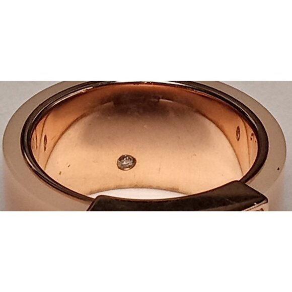 MICHAEL KORS Signed Size6 Padlock Crystal Ring Cityscape Hardware Rose Gold Tone - Picture 3 of 12